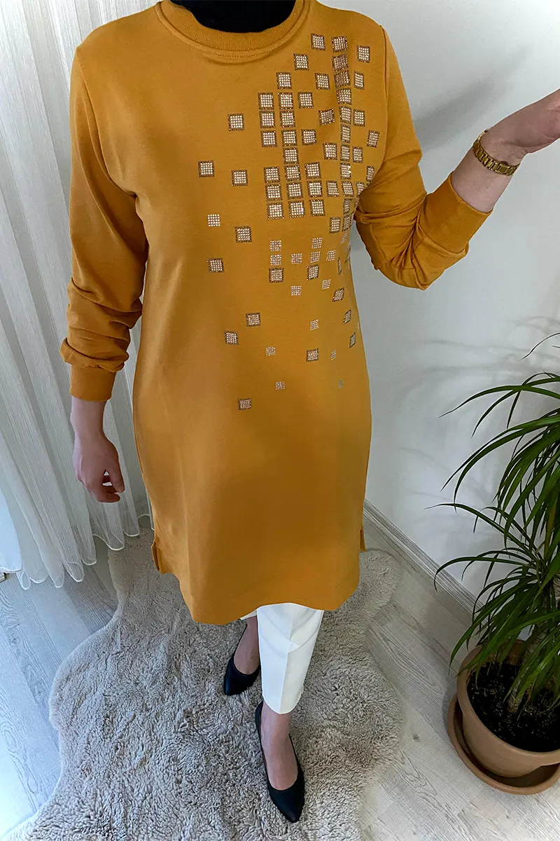 Kare taşlı sarı penye butik2